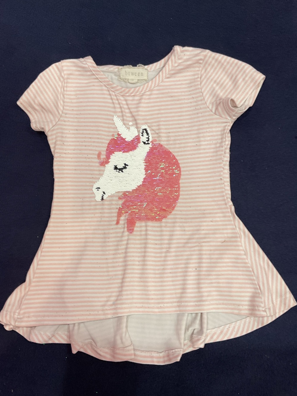 Btween Girls Unicorn Babydoll Shirt Size 5 Reversible Flip Sequin